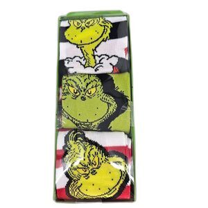 The Grinch Dr Seuss 3 Pair Men's Crew Socks Size 8-12